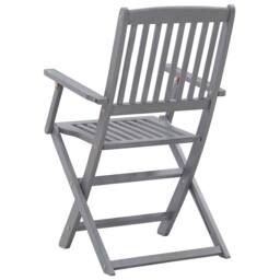 Berkfield Home Folding Outdoor Chairs 6 pcs Solid Acacia Wood in Grey - thumbnail 5