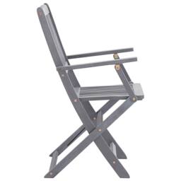 Berkfield Home Folding Outdoor Chairs 6 pcs Solid Acacia Wood in Grey - thumbnail 4
