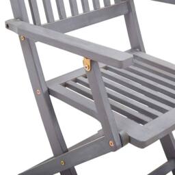 Berkfield Home Folding Outdoor Chairs 6 pcs Solid Acacia Wood in Grey - thumbnail 7