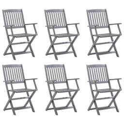 Berkfield Home Folding Outdoor Chairs 6 pcs Solid Acacia Wood in Grey - thumbnail 2