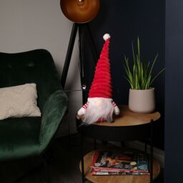 Samuel Alexander 40cm Sitting Plush Christmas Gonk with Grooved Hat in Red in Grey