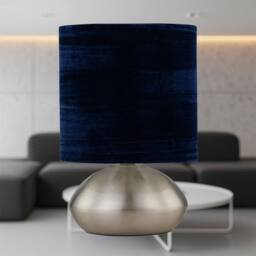 First Choice Lighting Jenson - Brushed Chrome Touch Table Lamp with Blue Velvet Shade in Silver - thumbnail 3