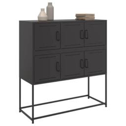 Berkfield Home Sideboard Black 100.5x39x107 cm Steel - thumbnail 4