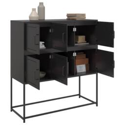 Berkfield Home Sideboard Black 100.5x39x107 cm Steel - thumbnail 5