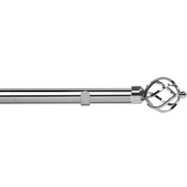 New Edge Blinds 28mm Fixed Length Metal Eyelet Curtain Pole Set - Cage Finial in Metallic Silver - Size: 190 cm - image 1