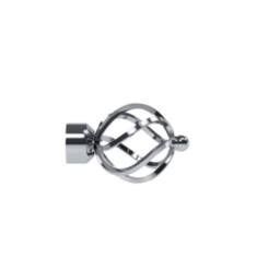 New Edge Blinds 28mm Fixed Length Metal Eyelet Curtain Pole Set - Cage Finial in Metallic Silver - Size: 190 cm - thumbnail 2