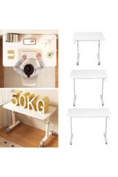 Living and Home 80 x 60cm Manual Height-Adjustable Computer Desk with Wheels in White - Size: 80 x 60 cm - thumbnail 3