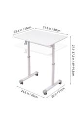 Living and Home 80 x 60cm Manual Height-Adjustable Computer Desk with Wheels in White - Size: 80 x 60 cm - thumbnail 2