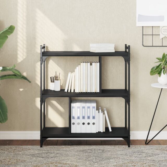 Berkfield Home Bookcase 3-Tier Black 76x32x88 cm Engineered Wood - Size: 76 x 32 x 88 cm - image 1