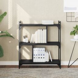 Berkfield Home Bookcase 3-Tier Black 76x32x88 cm Engineered Wood - Size: 76 x 32 x 88 cm - thumbnail 1