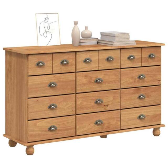 "Berkfield Home Modern Chest of Drawers ""ASKIM"" 79x40x133.5 cm Solid Wood Pine in Brown" - image 1
