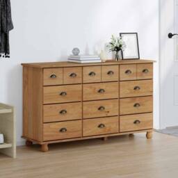 "Berkfield Home Modern Chest of Drawers ""ASKIM"" 79x40x133.5 cm Solid Wood Pine in Brown" - thumbnail 4