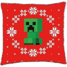 Minecraft Seasons Greetings Square Christmas Filled Cushion in Black - thumbnail 2