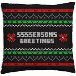 Minecraft Seasons Greetings Square Christmas Filled Cushion in Black - thumbnail 1