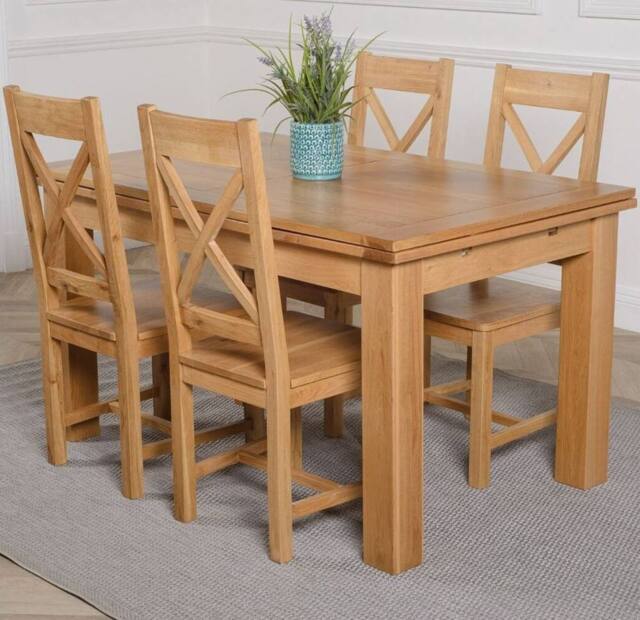 Thats Furniture Richmond 140-220cm Oak Extending Dining Table & 4 Berkeley Chairs in Brown - image 1