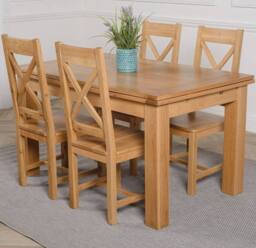 Thats Furniture Richmond 140-220cm Oak Extending Dining Table & 4 Berkeley Chairs in Brown