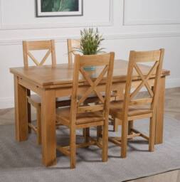 Thats Furniture Richmond 140-220cm Oak Extending Dining Table & 4 Berkeley Chairs in Brown - thumbnail 3