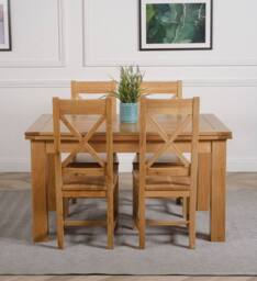 Thats Furniture Richmond 140-220cm Oak Extending Dining Table & 4 Berkeley Chairs in Brown - thumbnail 2