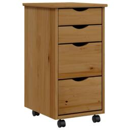 Berkfield Home Rolling Cabinet with Drawers MOSS Honey Brown Solid Wood Pine - thumbnail 2