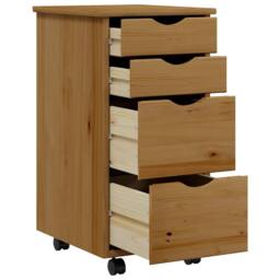 Berkfield Home Rolling Cabinet with Drawers MOSS Honey Brown Solid Wood Pine - thumbnail 4