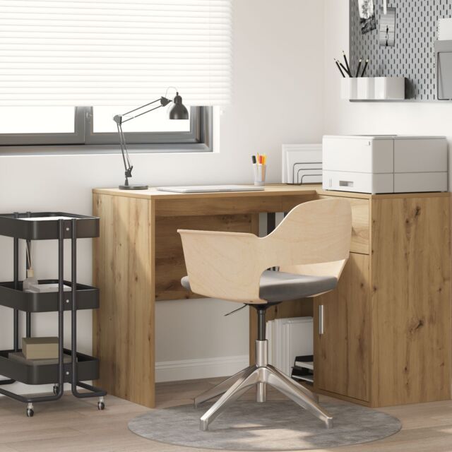 Berkfield Home Writing Desk Artisan oak Chipboard Medium Sleek Writing Desk in Brown - image 1
