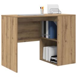 Berkfield Home Writing Desk Artisan oak Chipboard Medium Sleek Writing Desk in Brown - thumbnail 3