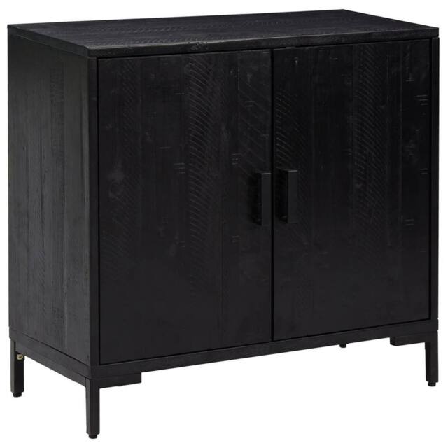 Berkfield Home Sideboard Black 75x35x70 cm Solid Pinewood - Size: 75 x 35 x 70 cm - image 1