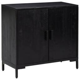 Berkfield Home Sideboard Black 75x35x70 cm Solid Pinewood - Size: 75 x 35 x 70 cm - thumbnail 1