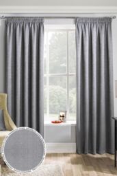 Enhanced Living Plain Thermal Room Darkening Energy Saving Tape Top Curtains For Living Rooms & Bedrooms in Grey - Size: 117 cm width x 137 cm drop