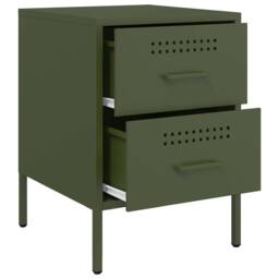 Berkfield Home Bedside Cabinets 2 pcs Olive Green 36x39x50.5 cm Steel - thumbnail 9