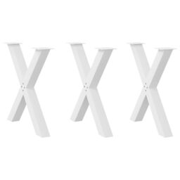 Berkfield Home Dining Table Legs X-Shaped 3 pcs White 70x(72-73) cm Steel - thumbnail 1