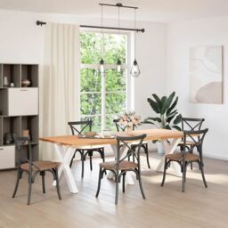 Berkfield Home Dining Table Legs X-Shaped 3 pcs White 70x(72-73) cm Steel - thumbnail 2