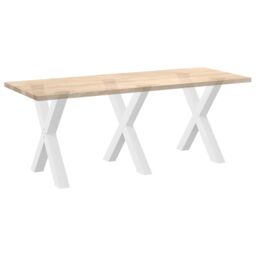 Berkfield Home Dining Table Legs X-Shaped 3 pcs White 70x(72-73) cm Steel - thumbnail 8