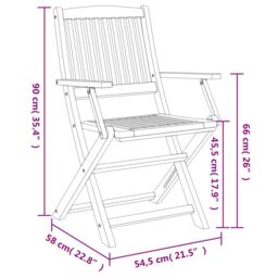 Berkfield Home Folding Garden Chairs 6 pcs 54.5x58x90 cm Solid Wood Acacia in Brown - thumbnail 7