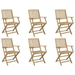 Berkfield Home Folding Garden Chairs 6 pcs 54.5x58x90 cm Solid Wood Acacia in Brown - thumbnail 2