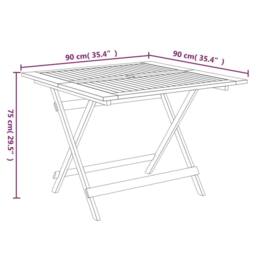 Berkfield Home Folding Garden Table 90x90x75 cm Solid Wood Acacia in Brown - Size: 90 x 90 x 75 cm - thumbnail 7