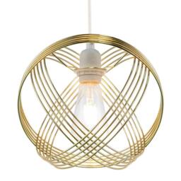 Happy Homewares Polished Plated Gold Spherical Pendant Light Shade with 4-Ring Design - thumbnail 1