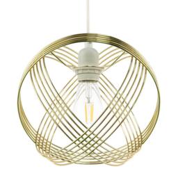 Happy Homewares Polished Plated Gold Spherical Pendant Light Shade with 4-Ring Design - thumbnail 2