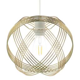 Happy Homewares Polished Plated Gold Spherical Pendant Light Shade with 4-Ring Design - thumbnail 4
