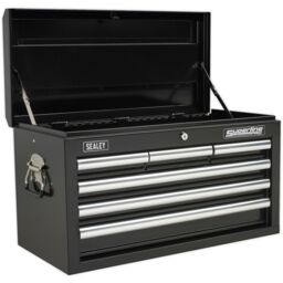 Loops 660 x 315 x 375mm BLACK 6 Drawer Topchest Tool Chest Lockable Storage Cabinet