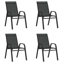 Berkfield Home Stackable Garden Chairs 4 pcs Black Textilene Fabric