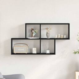 Berkfield Home Black Oak Wall Cabinet 76x15x53 cm Made from Engineered Wood - Size: 76 x 15 x 53 cm - thumbnail 4