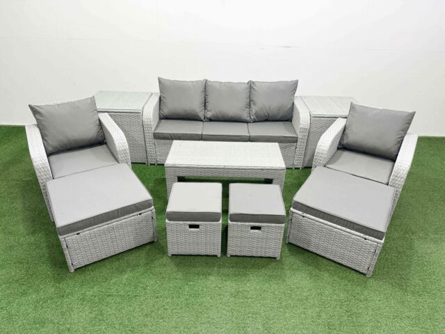 Fimous PE Wicker Rattan Furniture Sofa Sets Light Grey Mixed - image 1