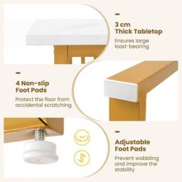 Gymax Dining Table For 6-8 People Rectangular Table Faux Marble Tabletop 160CM in White - thumbnail 5