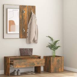 Berkfield Home Hallway Furniture Set Smoked Oak Engineered Wood in Brown