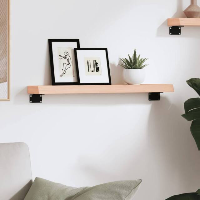 Berkfield Home Wall Shelf 60x10x4 cm Untreated Solid Wood Oak in Light Tan - Size: 60 x 10 x 4 cm - image 1