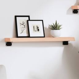 Berkfield Home Wall Shelf 60x10x4 cm Untreated Solid Wood Oak in Light Tan - Size: 60 x 10 x 4 cm - thumbnail 2