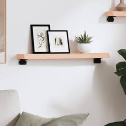Berkfield Home Wall Shelf 60x10x4 cm Untreated Solid Wood Oak in Light Tan - Size: 60 x 10 x 4 cm
