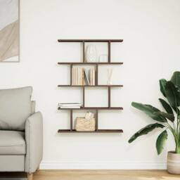 Berkfield Home Wall Cube Shelf 12 Compartments Smoked Oak Engineered Wood in Brown - thumbnail 3