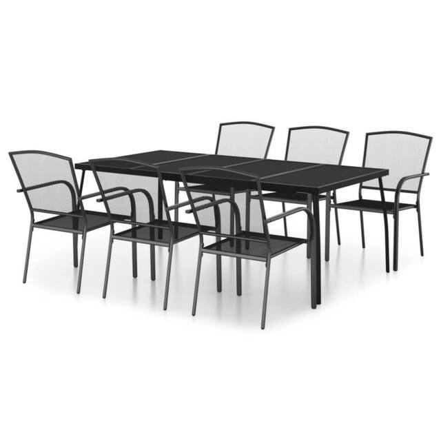 Berkfield Home 7 Piece Garden Dining Set Anthracite Steel in Black - image 1